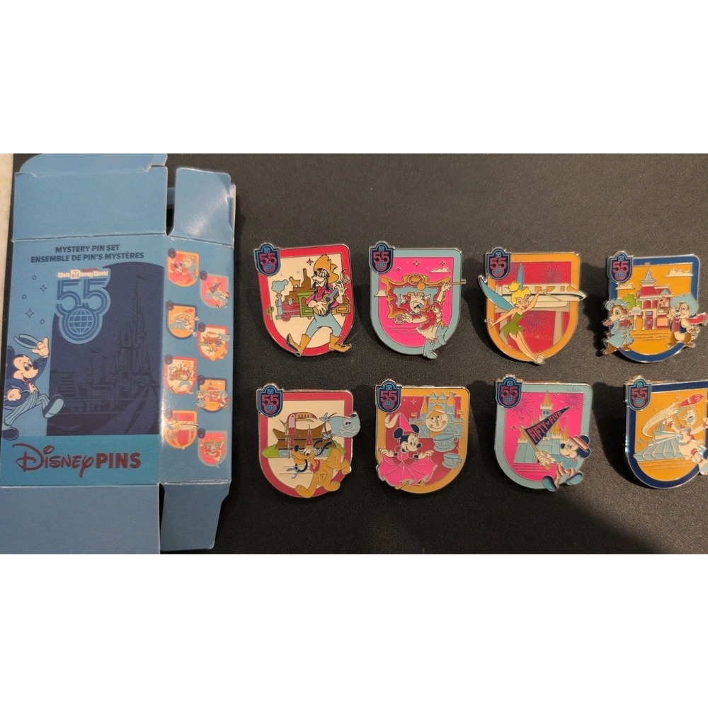 2026 Walt Disney World Parks 55 55th Anniversary Mystery 8 Pin Complete Set